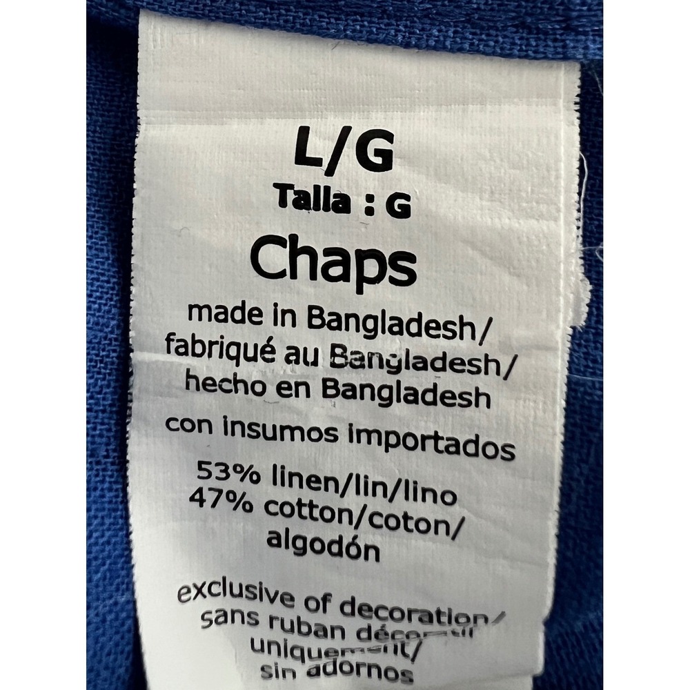 Chaps Linen Blend Shirt Mens Large Blue Short Sleeve Button Down Casual Summer - Picture 4 of 4
